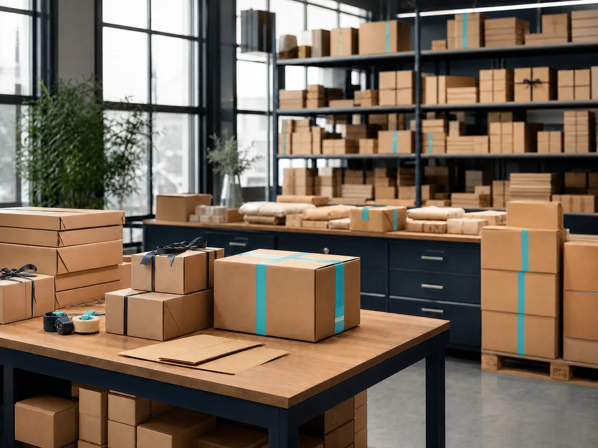 Organized warehouse packing station for multi-location fulfillment